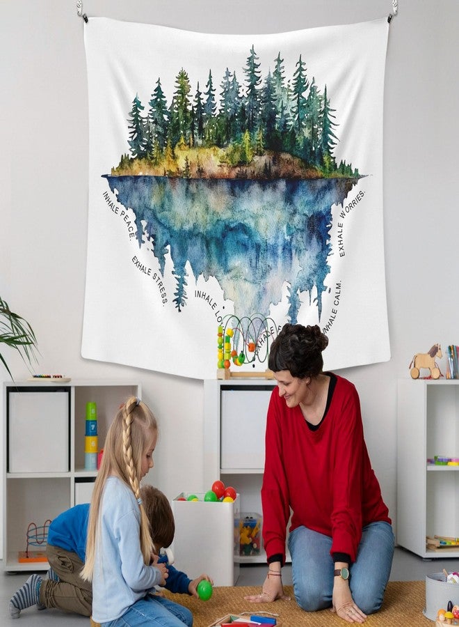 XLDLIOO Mental Health Moody Woods Classroom Wall Tapestry, Inhale Exhale Tapestry Hanging for Bedroom, Watercolor Tapestries Wall Room Decor Art for Classroom Therapy Office Counselling Room 50x60in - Image 4